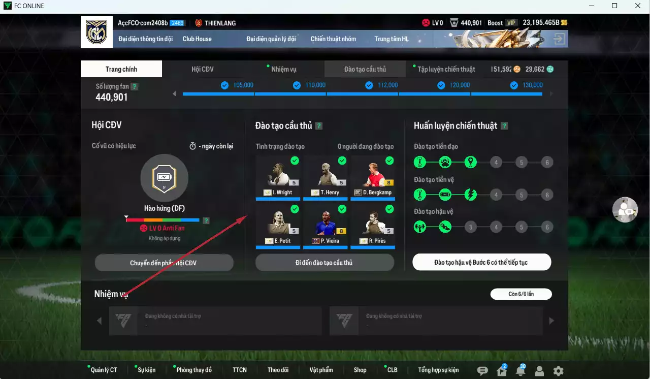Ảnh Arsenal 2.141.280b dư 23.100b có Henry ITM+5, Bergkamp DC, Petit ITM+5, Vieira CC, Wright ITM+5, Campbell ITM+5, Pirès ITM+5, Xhaka 23HW, Suker ITM+5, Ljungberg ITM+5, White 23HW... Đã đào tạo full nhiều cầu thủ, HLV Xịn