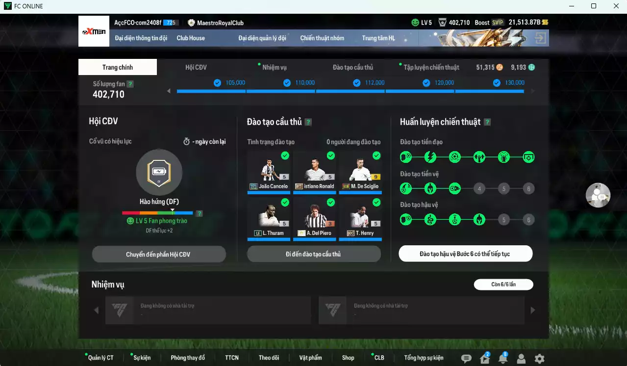 Ảnh Juventus 734.310b dư 21.500b có CR7 BLD, Del Piero ITM+3, Pirlo ITM+3, Vieira LN, Cancelo 25TS, Zidane BTB, Nedved BTB, Thuram LE, Locatelli 23HW, Cáceres CC, Can FA+9, De Sciglio BTB+9, Lúcio CU... Đào tạo chiến thuật và cầu thủ cần full, HLV Xịn