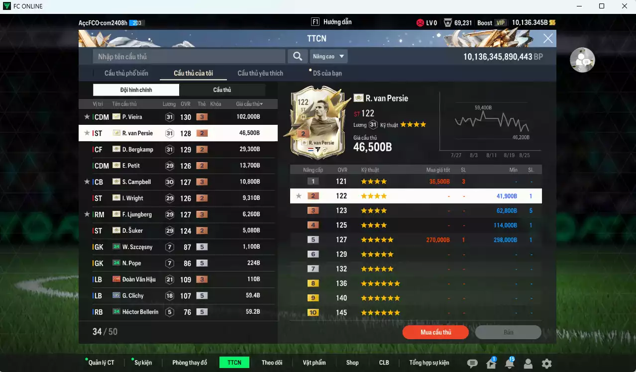 Ảnh [ACC Rẻ🔥] Arsenal full ITM 224.800b dư 10.100b có Vieira ITM+3, Van Persie ITM+2, Bergkamp ITM+2, Petit ITM+2, Campbell ITM+3, Wright ITM+2, Ljungberg ITM+3, Suker ITM+2