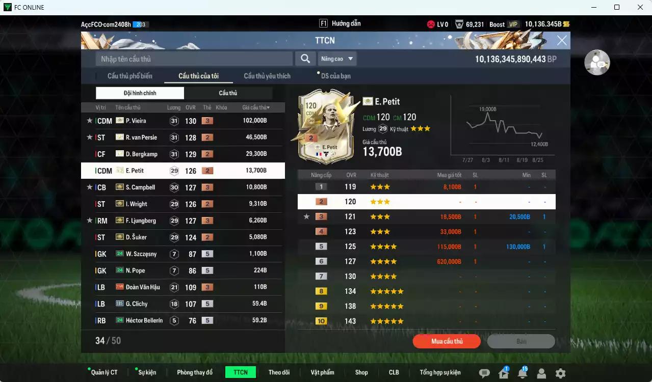 Ảnh [ACC Rẻ🔥] Arsenal full ITM 224.800b dư 10.100b có Vieira ITM+3, Van Persie ITM+2, Bergkamp ITM+2, Petit ITM+2, Campbell ITM+3, Wright ITM+2, Ljungberg ITM+3, Suker ITM+2