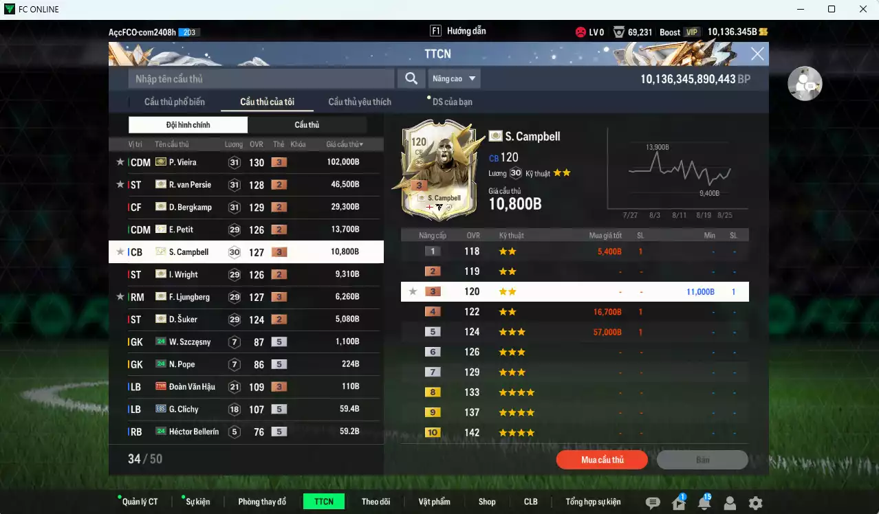 Ảnh [ACC Rẻ🔥] Arsenal full ITM 224.800b dư 10.100b có Vieira ITM+3, Van Persie ITM+2, Bergkamp ITM+2, Petit ITM+2, Campbell ITM+3, Wright ITM+2, Ljungberg ITM+3, Suker ITM+2