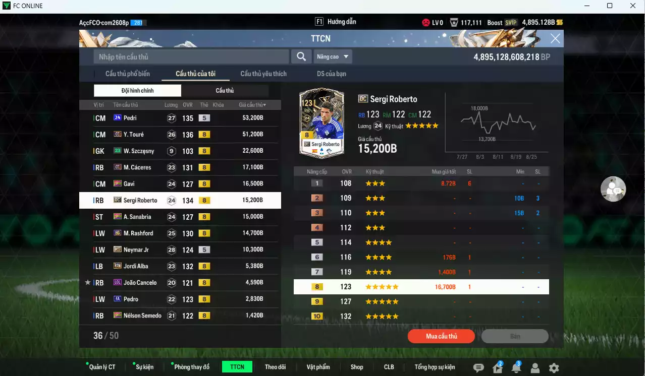 Ảnh [ACC Rẻ🔥] Barcelona 549.010b dư 4800b có Figo CC, Stoichkov JNM, Messi BLD, Christensen LE+6, Pedri 24UCL, Y. Touré CC, Cáceres CC, Gavi 23HW, Sergi Roberto DC, Rashford HG... Còn nhiều CP GIẢM THUẾ, HLV Xịn