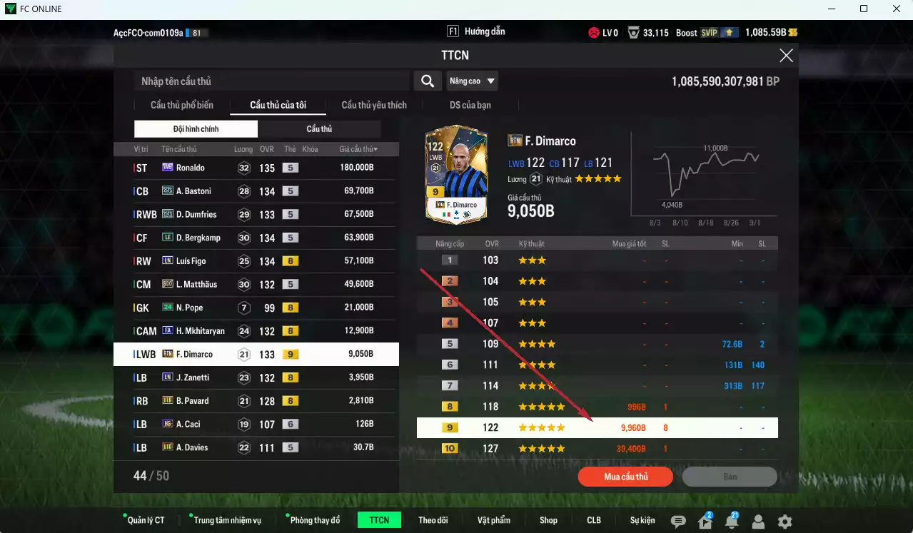 Ảnh Inter Milan 537.720b có Ronaldo WB, Bastoni 25TS, Dumfries 25TS, Bergkamp LE, Figo LN, Matthaus BDO, Mkhitaryan FA, Dimarco RTN+9...  Còn nhiều CP GIẢM THUẾ