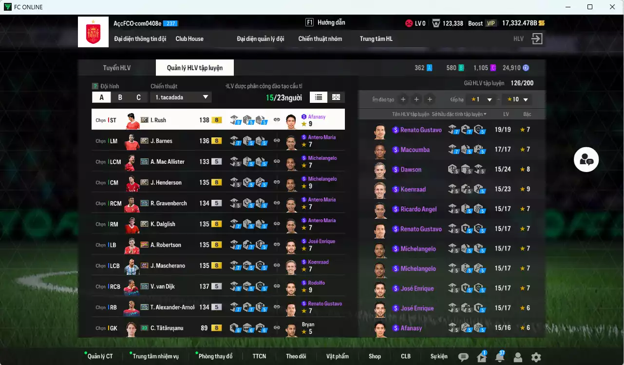 Ảnh [ACC Rẻ🔥] Liverpool 1.932.600b dư 17.000b có Van Dijk 25TS, Rush DC, Gravenberch 25TS, Arnold 25TS, Puyol ITM+5, Dalglish DC, Barnes DC, Alonso CC, Gerrard HG, Mac Allister 25TS, Mascherano CC, Henderson DC... HLV Xịn