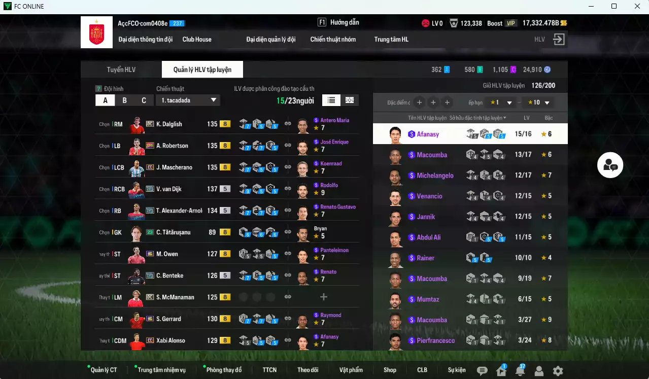 Ảnh [ACC Rẻ🔥] Liverpool 1.932.600b dư 17.000b có Van Dijk 25TS, Rush DC, Gravenberch 25TS, Arnold 25TS, Puyol ITM+5, Dalglish DC, Barnes DC, Alonso CC, Gerrard HG, Mac Allister 25TS, Mascherano CC, Henderson DC... HLV Xịn