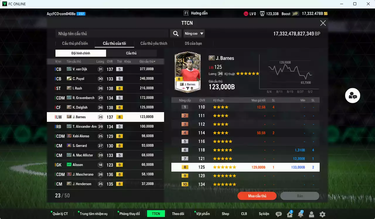 Ảnh [ACC Rẻ🔥] Liverpool 1.932.600b dư 17.000b có Van Dijk 25TS, Rush DC, Gravenberch 25TS, Arnold 25TS, Puyol ITM+5, Dalglish DC, Barnes DC, Alonso CC, Gerrard HG, Mac Allister 25TS, Mascherano CC, Henderson DC... HLV Xịn