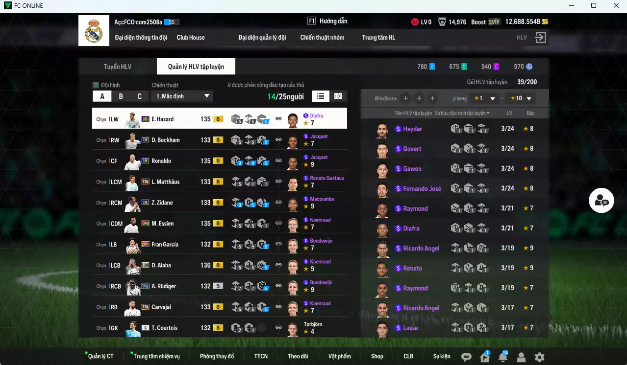 Ảnh [ACC Rẻ🔥] Real Madrid 1.449.870b dư 12.000b có Ronaldo LN, Zidane LN, Matthaus RTN, Essien JNM, Alaba DC, Hazard HG, Beckham LN, Rudiger 25TS, Carvajal RTN...