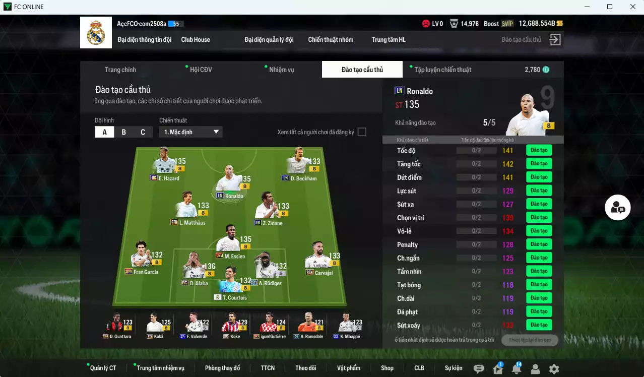 Ảnh [ACC Rẻ🔥] Real Madrid 1.449.870b dư 12.000b có Ronaldo LN, Zidane LN, Matthaus RTN, Essien JNM, Alaba DC, Hazard HG, Beckham LN, Rudiger 25TS, Carvajal RTN...