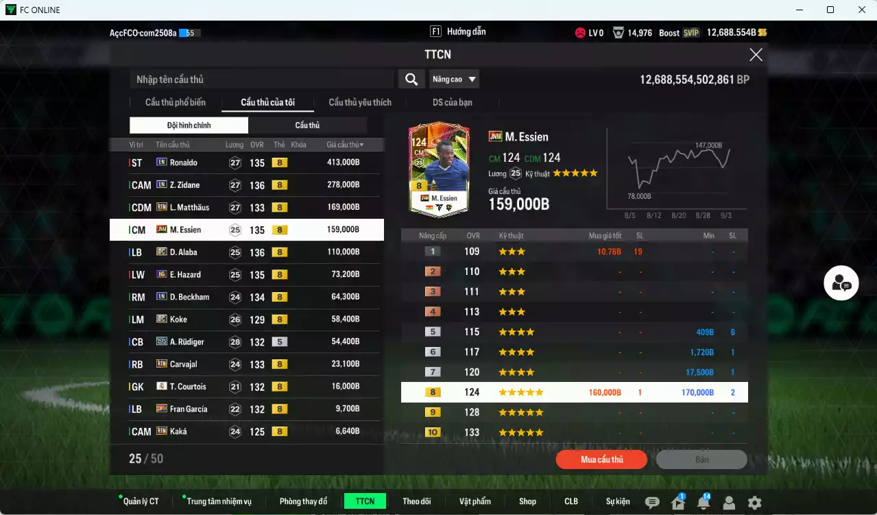 Ảnh [ACC Rẻ🔥] Real Madrid 1.449.870b dư 12.000b có Ronaldo LN, Zidane LN, Matthaus RTN, Essien JNM, Alaba DC, Hazard HG, Beckham LN, Rudiger 25TS, Carvajal RTN...