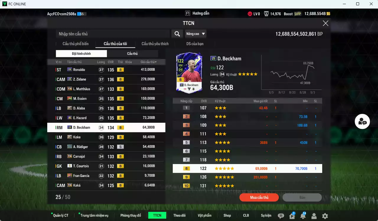 Ảnh [ACC Rẻ🔥] Real Madrid 1.449.870b dư 12.000b có Ronaldo LN, Zidane LN, Matthaus RTN, Essien JNM, Alaba DC, Hazard HG, Beckham LN, Rudiger 25TS, Carvajal RTN...