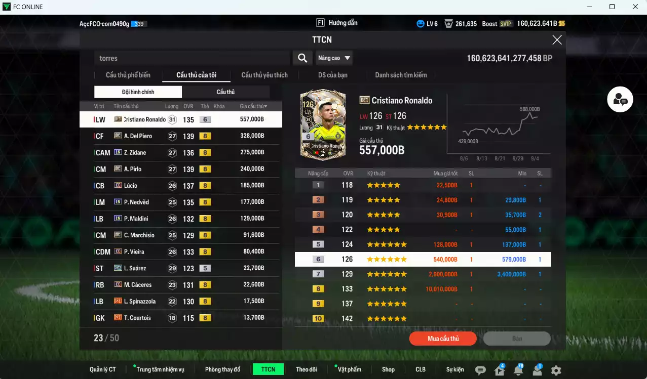 Ảnh [Dư nhiều BP, ACC Rẻ🔥] Juventus 2.156.790b dư 160.000b có CR7 BLD+6, Del Piero DC, Zidane LN, Pirlo DC, Lúcio CC, Nedved LN, Maldini LN, Marchisio DC, Vieira CC... Dư 36.000 TC, HLV Xịn