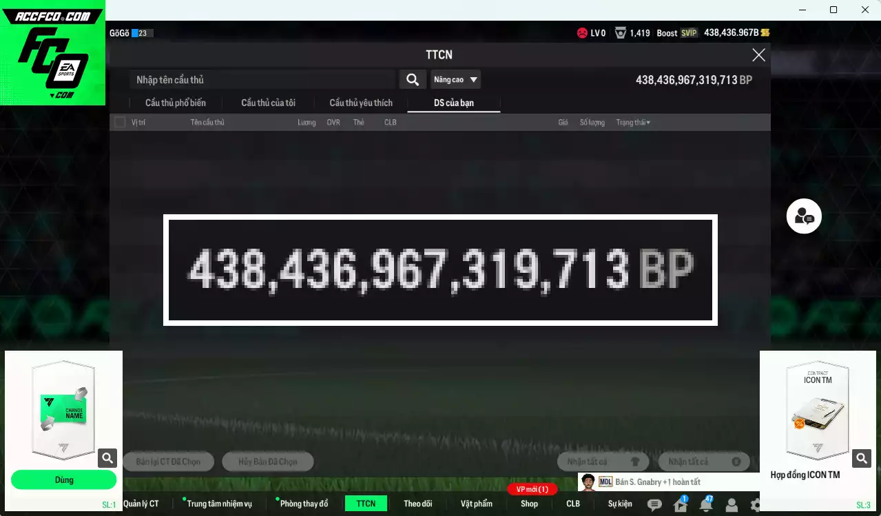 [ACC Rẻ🔥] ACC 438436b trắng, có thẻ đổi tên, còn 3 HĐ ITM