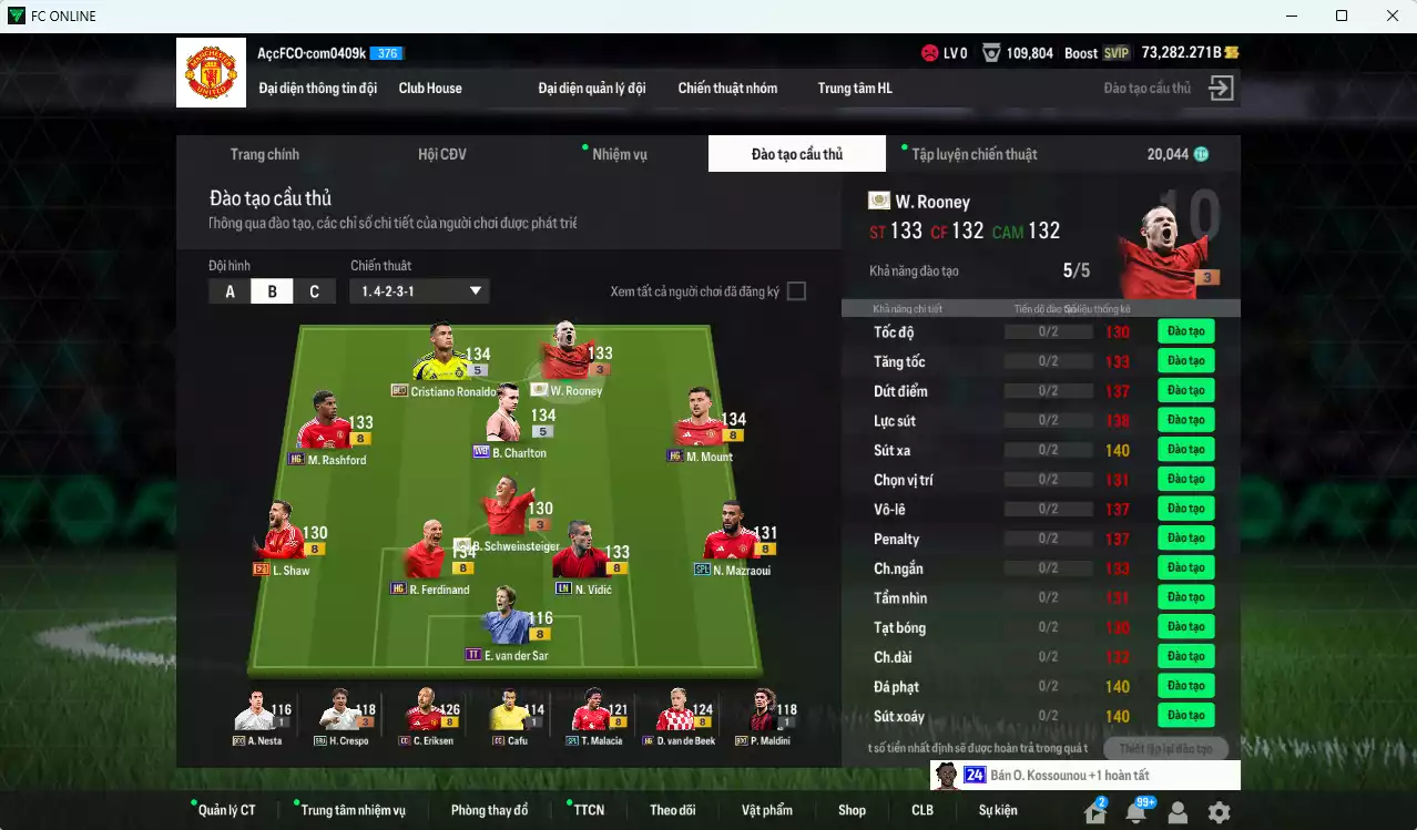 Ảnh [ACC Rẻ🔥] Man Utd. 1.198.820b dư 73.000b có Rooney ITM+3, CR7 BLD, Charlton WB, Vidic LN, Schweinsteiger ITM+3, Ferdinand HG, Mazraoui SPL, Shaw E21, Mount HG, Rashford HG, Eriksen CC... HLV Xịn