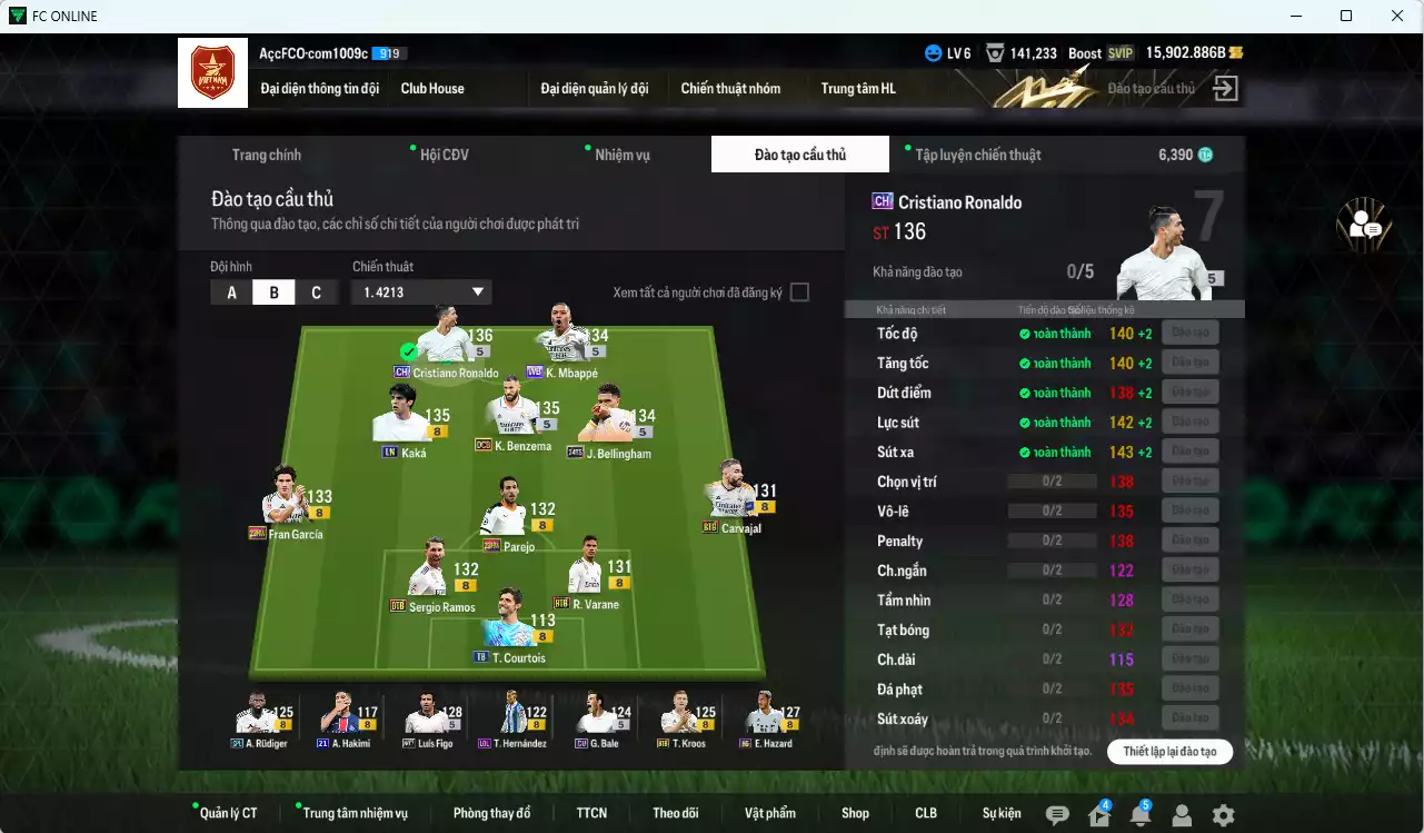 Ảnh [ACC Rẻ🔥] Real Madrid 1.830.290b dư 15.000b có CR7 CH, Benzema DCB, Varane BTB, Ramos BTB, Bellingham 24TS, Kaká LN, Mbappé WB, Kroos BTB, Rudiger SPL, Figo No.7, Hazard HG, Hakimi 21UCL, Carvajal BTB... HLV Xịn