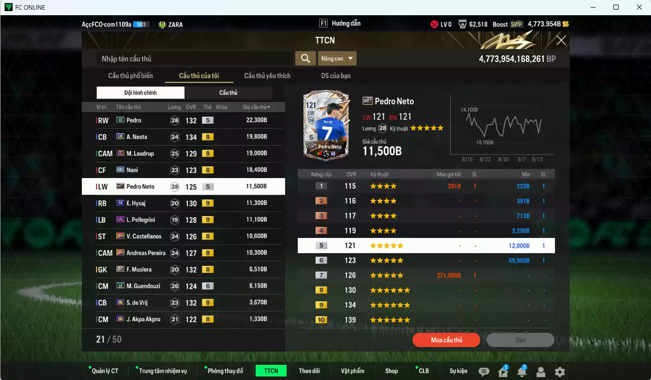 Ảnh [ACC Rẻ🔥] Lazio 461.000b có Savic 25TS, Zaccagni 25TS, B. Dia 23HW, Crespo ITM+3, Verón JNM, Nedved BTB, Pedro LE, Nesta LN, M. Laudrup CC... Còn nhiều CP GIẢM THUẾ, Đã đào tạo full nhiều CT, HLV Xịn