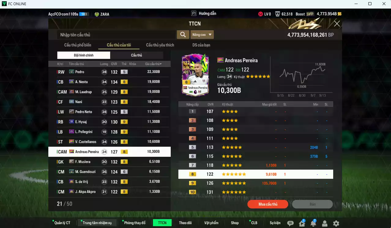 Ảnh [ACC Rẻ🔥] Lazio 461.000b có Savic 25TS, Zaccagni 25TS, B. Dia 23HW, Crespo ITM+3, Verón JNM, Nedved BTB, Pedro LE, Nesta LN, M. Laudrup CC... Còn nhiều CP GIẢM THUẾ, Đã đào tạo full nhiều CT, HLV Xịn