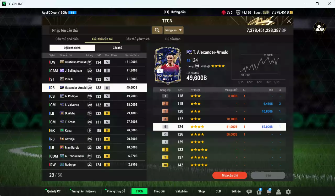 Ảnh [ACC Rẻ🔥] Real Madrid 554.860b có CR7 BLD, Bellingham WB, Vini 24TS, Arnold 25TY, Rudiger 25TY, Valverde 24TY, Kroos 24TY, Alaba HG, Carvajal RTN... Còn nhiều CP GIẢM THUẾ, HLV Xịn