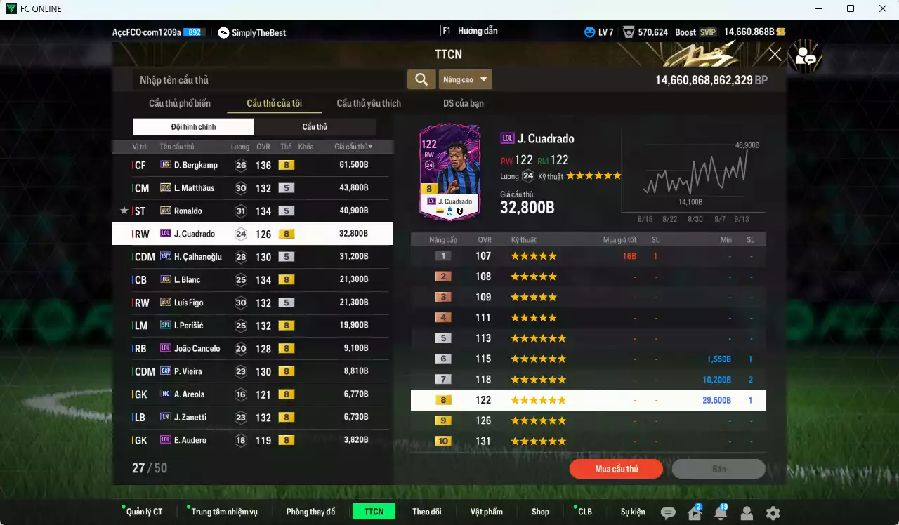 Ảnh [ACC Rẻ🔥] Inter Milan 309.090b dư 14.600b có Bergkamp HG, Matthaus BDO, Ronaldo BDO, Cuadrado LOL Calhanoglu 25TY, Blanc HG, Figo BDO, Perisic SPL... HLV Xịn