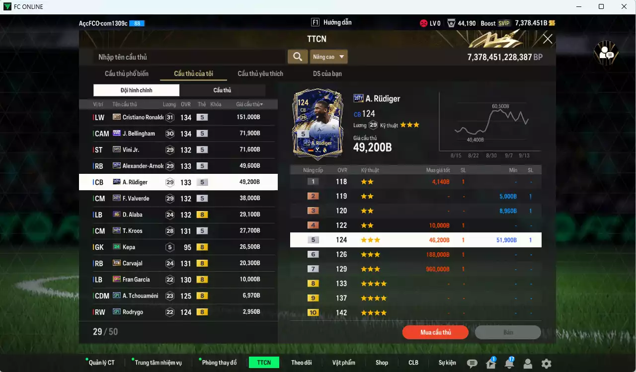 Ảnh [ACC Rẻ🔥] Real Madrid 554.860b có CR7 BLD, Bellingham WB, Vini 24TS, Arnold 25TY, Rudiger 25TY, Valverde 24TY, Kroos 24TY, Alaba HG, Carvajal RTN... Còn nhiều CP GIẢM THUẾ, HLV Xịn