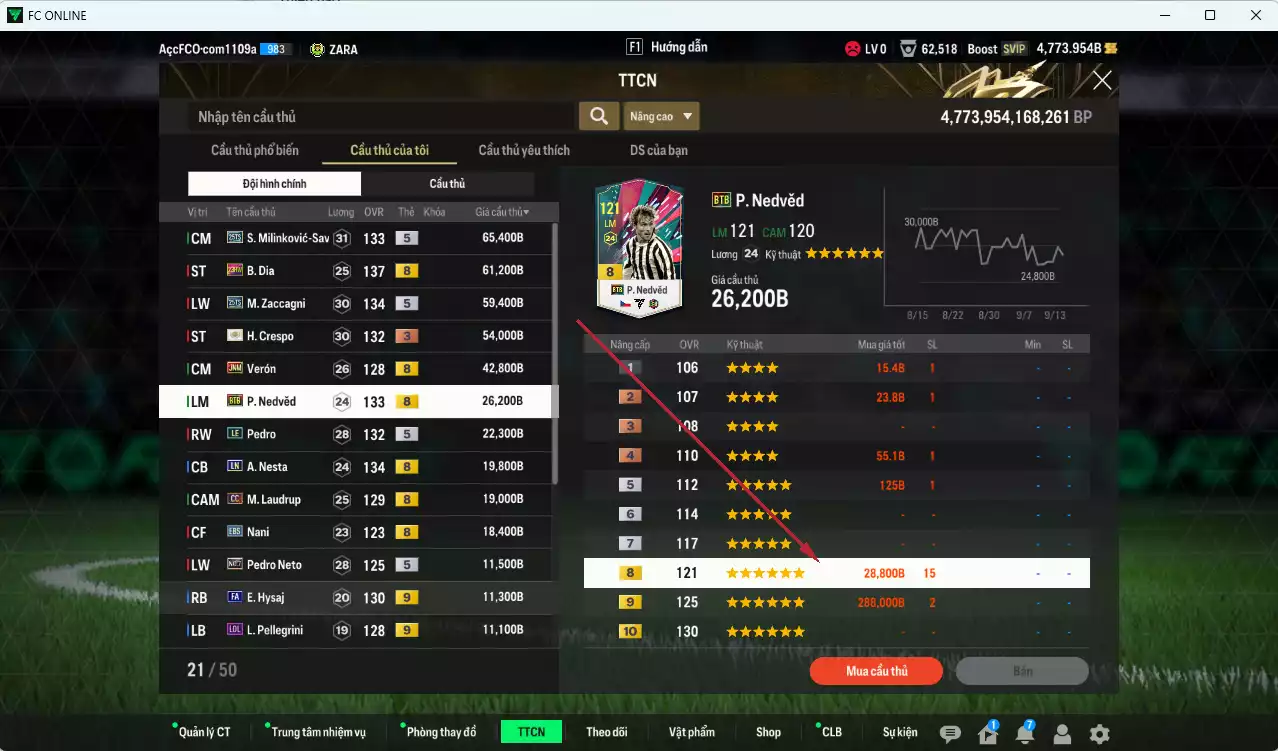 Ảnh [ACC Rẻ🔥] Lazio 461.000b có Savic 25TS, Zaccagni 25TS, B. Dia 23HW, Crespo ITM+3, Verón JNM, Nedved BTB, Pedro LE, Nesta LN, M. Laudrup CC... Còn nhiều CP GIẢM THUẾ, Đã đào tạo full nhiều CT, HLV Xịn