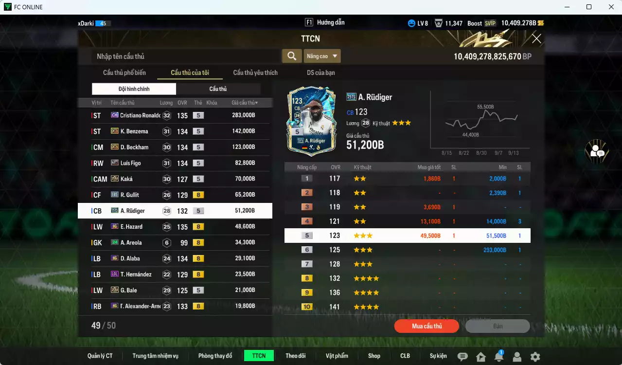 Ảnh [ACC Rẻ🔥] Real Madrid 1.020.360b dư 10.400b có CR7 CH, Benzema DCB, Beckham DCB, Figo No.7, Kaká 25IM, Gullit EBS, Rudiger 25TS, Hazard HG, Alaba HG, Bale 25IM, Arnold HG... Còn nhiều CP GIẢM THUẾ