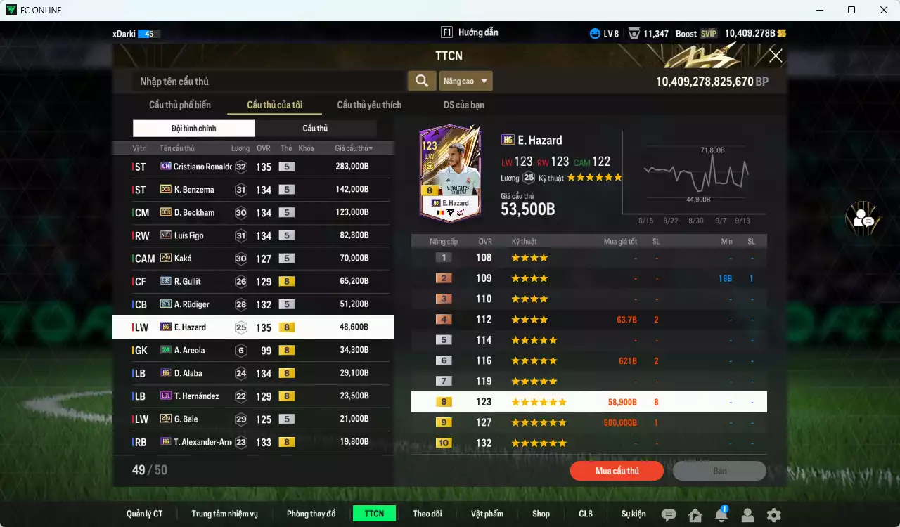 Ảnh [ACC Rẻ🔥] Real Madrid 1.020.360b dư 10.400b có CR7 CH, Benzema DCB, Beckham DCB, Figo No.7, Kaká 25IM, Gullit EBS, Rudiger 25TS, Hazard HG, Alaba HG, Bale 25IM, Arnold HG... Còn nhiều CP GIẢM THUẾ