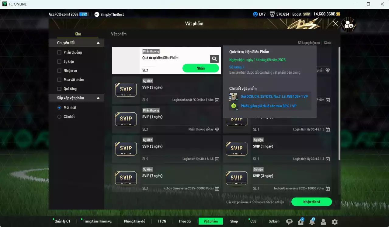 Ảnh [ACC Rẻ🔥] Inter Milan 309.090b dư 14.600b có Bergkamp HG, Matthaus BDO, Ronaldo BDO, Cuadrado LOL Calhanoglu 25TY, Blanc HG, Figo BDO, Perisic SPL... HLV Xịn