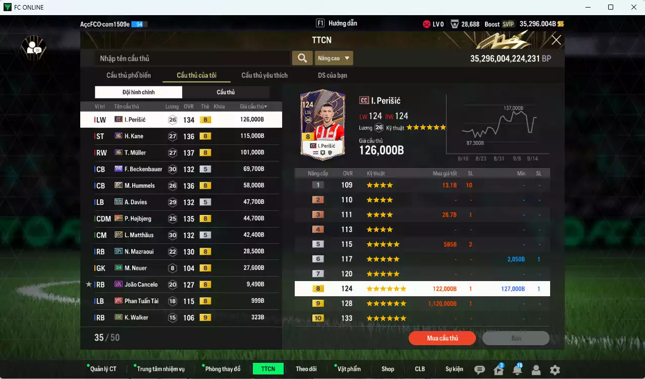Ảnh [ACC Rẻ🔥] Bayern Munich 671.980b dư 35.200b có Kane HG, Perisic CC, Muller HG, Beckenbauer WB, Hummels DC, A. Davies 25TS, Hojbjerg 23HW, Matthaus BDO, Mazraoui SPL... Còn nhiều CP GIẢM THUẾ, Dư 28.000 TC, HLV Xịn