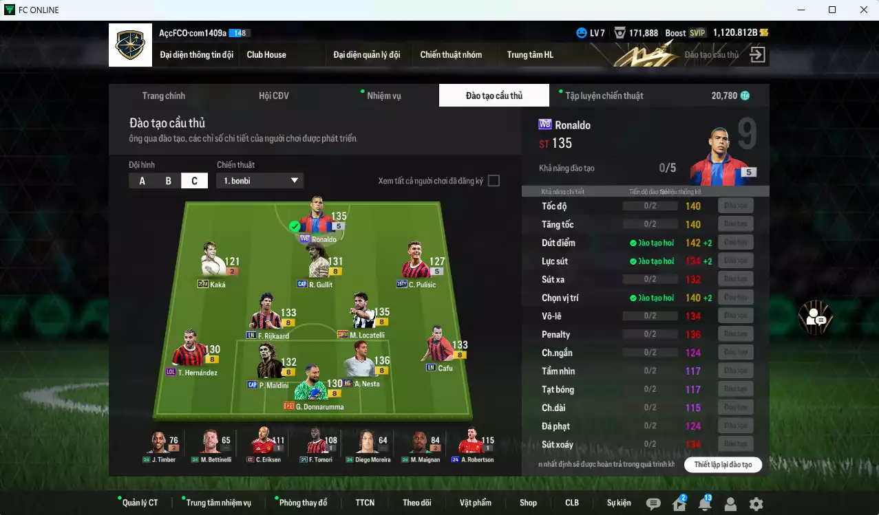 Ảnh [ACC Rẻ🔥] AC Milan 387.700b có Ronaldo WB, Gullit CAP, Nesta HG, Maldini CAP, Rijkaard LN, Cafu LN, Theo LOL, Donnarumma E21, Locatelli 23HW, Pulisic 25TY. Dư 20.000 TC, HLV Xịn
