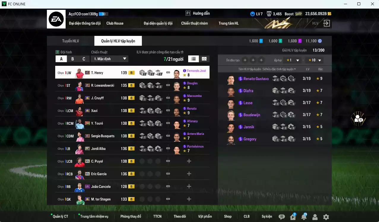Ảnh [ACC Rẻ🔥] Barcelona 1.099.920b dư 23.600b có Henry CC, Puyol MDL, Touré JNM, Eric García MDL, Cruyff HG, Xavi HG, Alba DC, Busquets CC, Lewandowski CC, Kaká 25IM... Còn nhiều CP GIẢM THUẾ