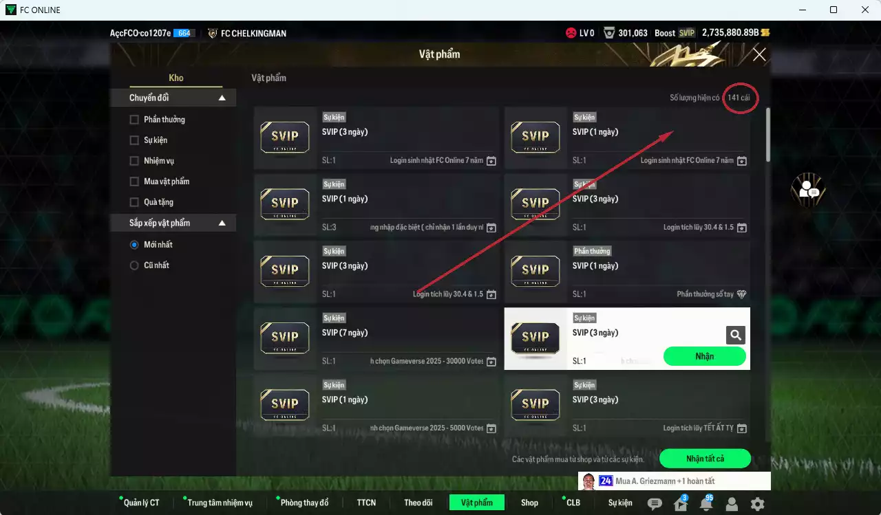 Ảnh [ACC Rẻ🔥] ACC 2735470b trắng, có thẻ đổi tên, dư 23.000 TC, còn nhiều SVIP, thẻ BV NCL. Gần full đào tạo chiến thuật, HLV Xịn