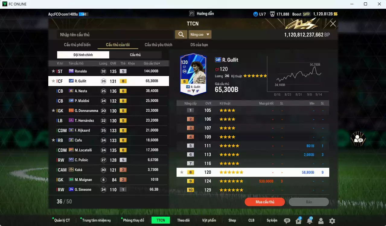 Ảnh [ACC Rẻ🔥] AC Milan 387.700b có Ronaldo WB, Gullit CAP, Nesta HG, Maldini CAP, Rijkaard LN, Cafu LN, Theo LOL, Donnarumma E21, Locatelli 23HW, Pulisic 25TY. Dư 20.000 TC, HLV Xịn