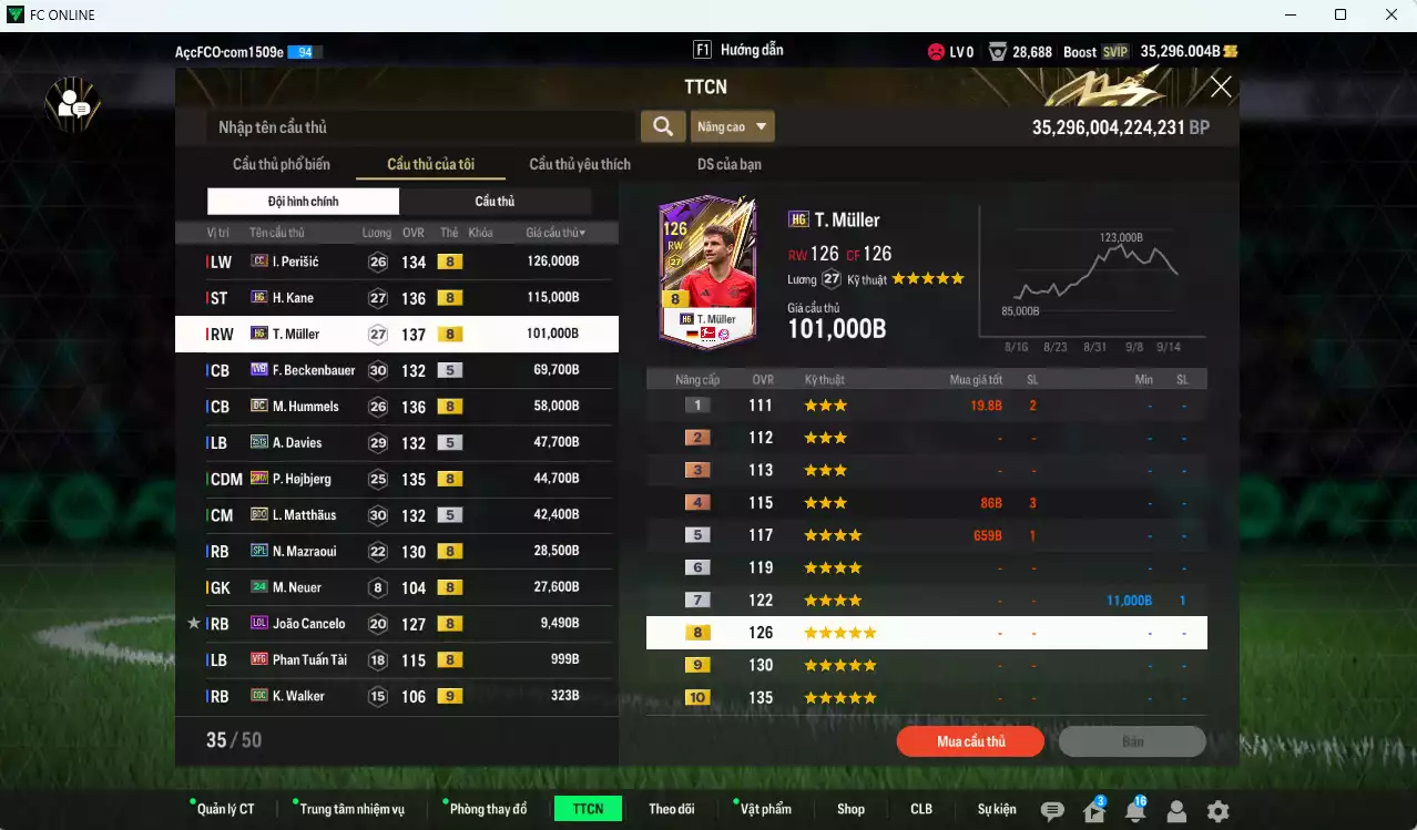 Ảnh [ACC Rẻ🔥] Bayern Munich 671.980b dư 35.200b có Kane HG, Perisic CC, Muller HG, Beckenbauer WB, Hummels DC, A. Davies 25TS, Hojbjerg 23HW, Matthaus BDO, Mazraoui SPL... Còn nhiều CP GIẢM THUẾ, Dư 28.000 TC, HLV Xịn