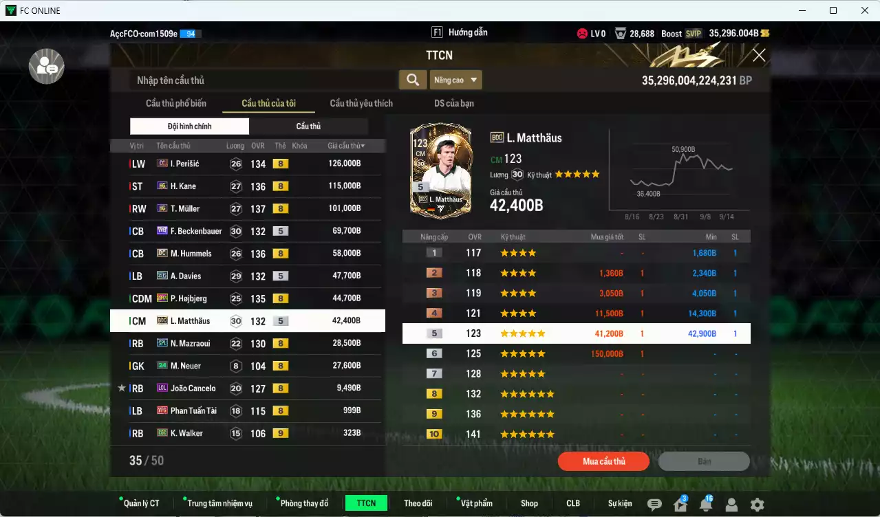 Ảnh [ACC Rẻ🔥] Bayern Munich 671.980b dư 35.200b có Kane HG, Perisic CC, Muller HG, Beckenbauer WB, Hummels DC, A. Davies 25TS, Hojbjerg 23HW, Matthaus BDO, Mazraoui SPL... Còn nhiều CP GIẢM THUẾ, Dư 28.000 TC, HLV Xịn