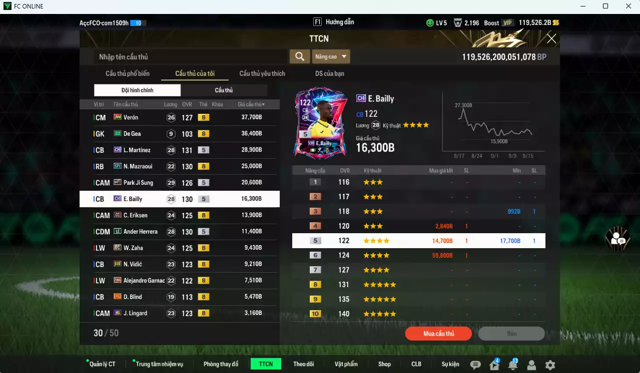 Ảnh [ACC Rẻ🔥] Man Utd. 703.080b dư 119.000b có CR7 BLD, Matheus Cunha 25TS, Shaw 23HW, Sesko 21NG, Mbeumo 23HW, Casemiro BTB, Verón JNM, L. Martínez CH, Marzaoui SPL, Park No.7, Bailly CH...
