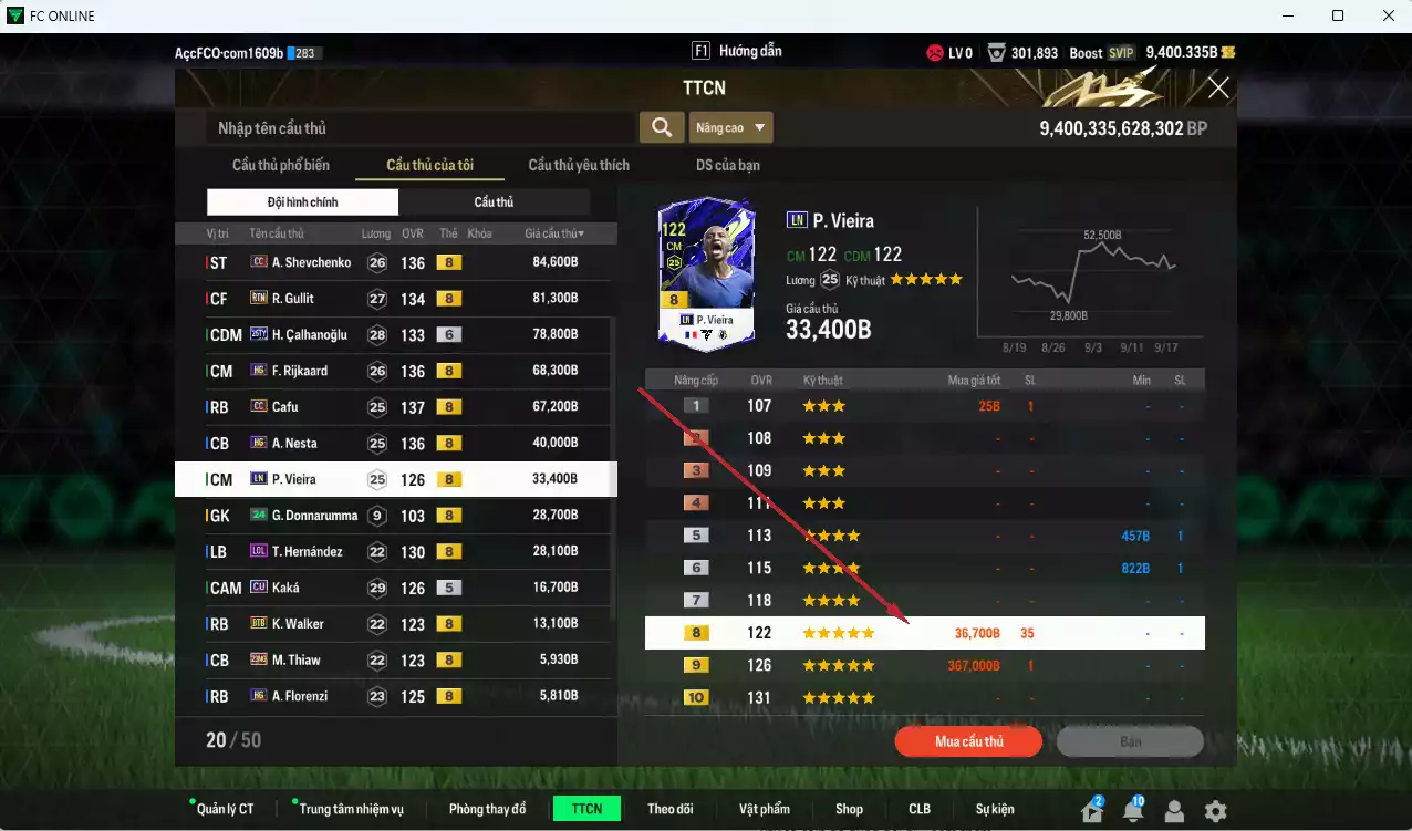 Ảnh [ACC Rẻ🔥] AC Milan 980.710b có Maldini HG, Ronaldo WB, Beckham HG, Sheva CC, Gullit RTN, Calhanoglu 26TY+6, Rijkaard HG, Cafu CC, Nesta HG, Vieira LN... Gần full bảng đào tạo chiến thuật, đào tạo full nhiều CT. HLV Xịn