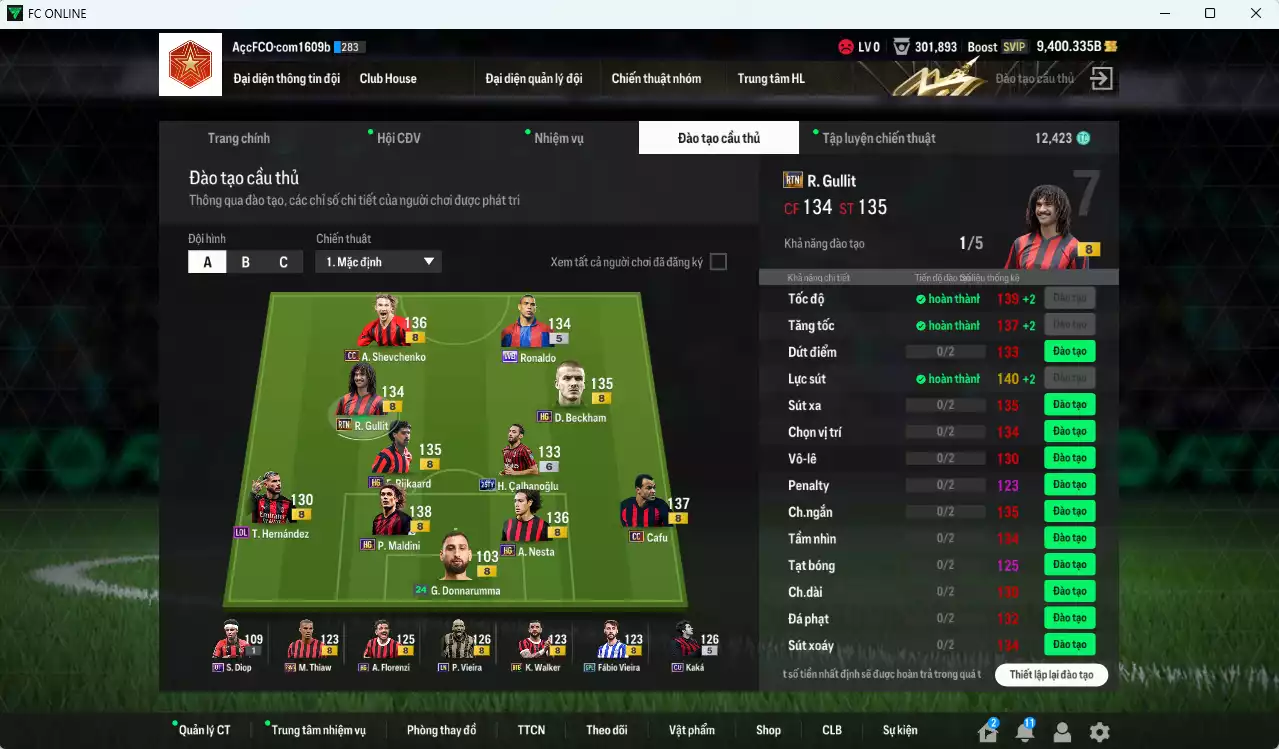 Ảnh [ACC Rẻ🔥] AC Milan 980.710b có Maldini HG, Ronaldo WB, Beckham HG, Sheva CC, Gullit RTN, Calhanoglu 26TY+6, Rijkaard HG, Cafu CC, Nesta HG, Vieira LN... Gần full bảng đào tạo chiến thuật, đào tạo full nhiều CT. HLV Xịn