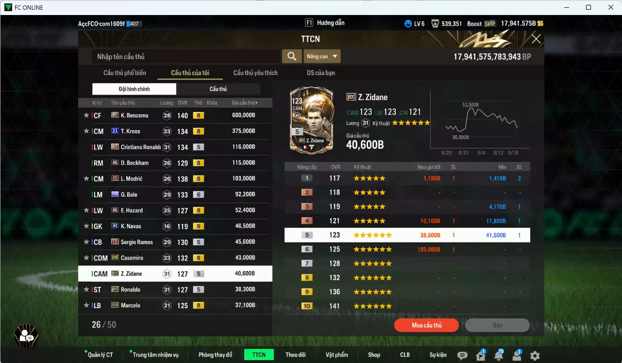 Ảnh [ACC Rẻ🔥] Real Madrid 1.813.230b dư 17.900b có Benzema DC, Kroos 21UCL (hiếm), CR7 BLD, Beckham HG, Modric CC, Bale WB+6, Hazard HG, Ramos LD, Casemiro BTB, Zidane BDO, Ronaldo BDO... nhiều hàng hiếm, đã đào tao nữa bảng chiến thuật. HLV Xịn