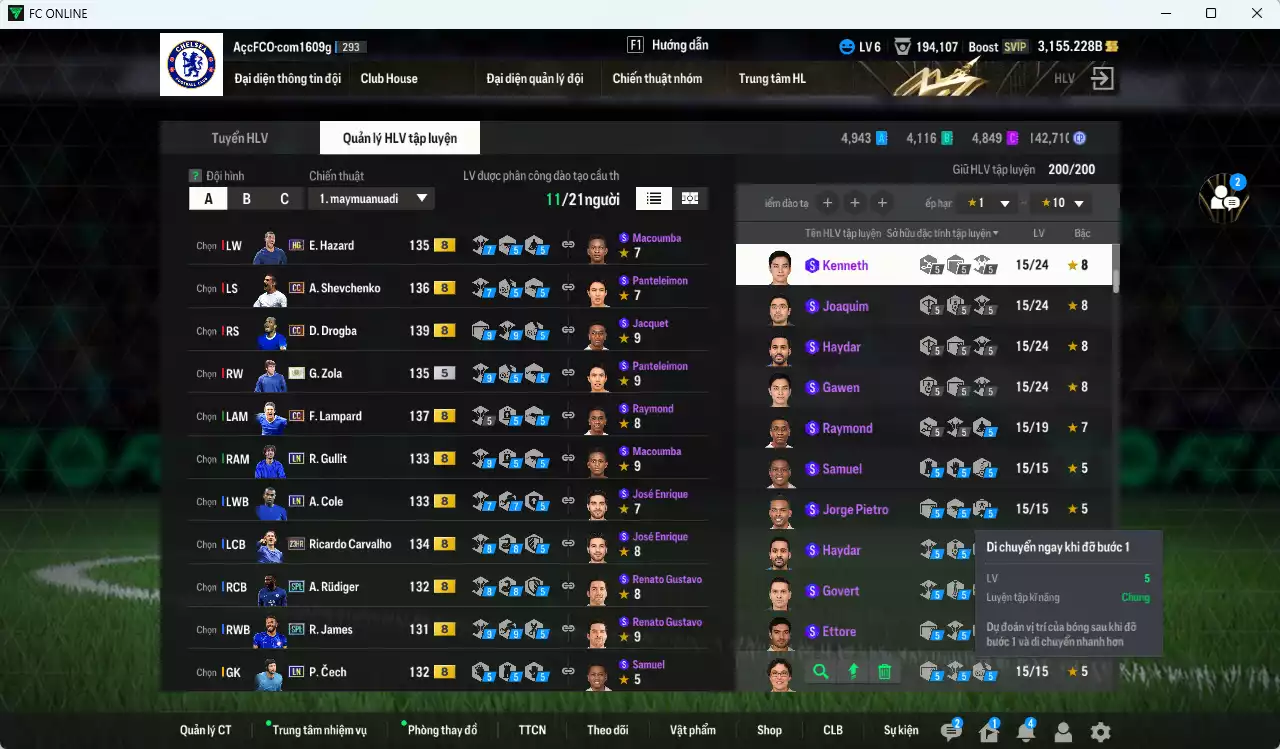 Ảnh [ACC Rẻ🔥] Chelsea 640.550b có Drogba CC, Sheva CC, Lampard CC, Rudiger SPL, Zola ITM+5, Gullit LN, Hazard HG, Carvalho 23HR, James SPL... Còn nhiều CP GIẢM THUẾ, HLV Xịn