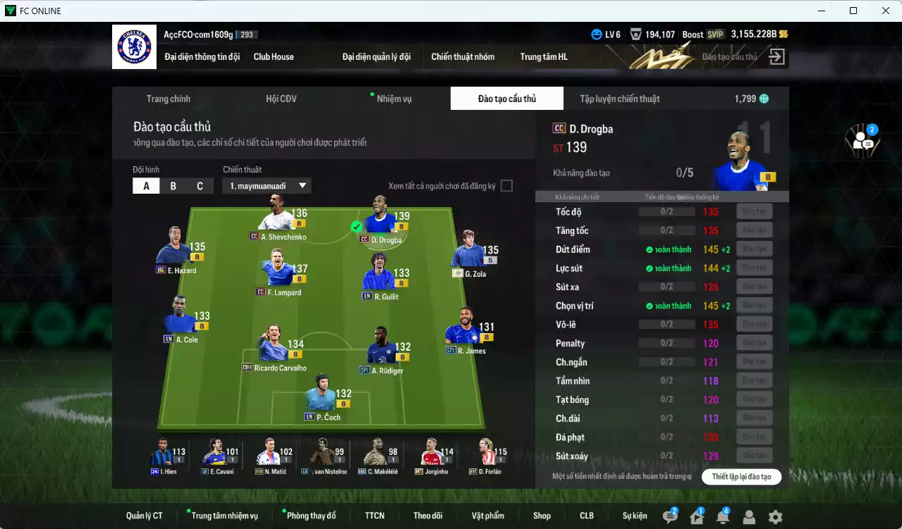 Ảnh [ACC Rẻ🔥] Chelsea 640.550b có Drogba CC, Sheva CC, Lampard CC, Rudiger SPL, Zola ITM+5, Gullit LN, Hazard HG, Carvalho 23HR, James SPL... Còn nhiều CP GIẢM THUẾ, HLV Xịn