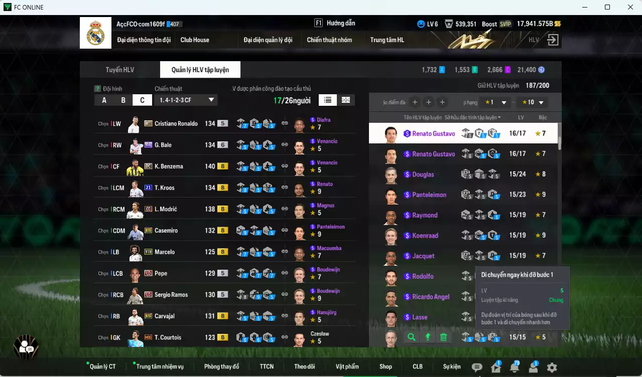 Ảnh [ACC Rẻ🔥] Real Madrid 1.813.230b dư 17.900b có Benzema DC, Kroos 21UCL (hiếm), CR7 BLD, Beckham HG, Modric CC, Bale WB+6, Hazard HG, Ramos LD, Casemiro BTB, Zidane BDO, Ronaldo BDO... nhiều hàng hiếm, đã đào tao nữa bảng chiến thuật. HLV Xịn