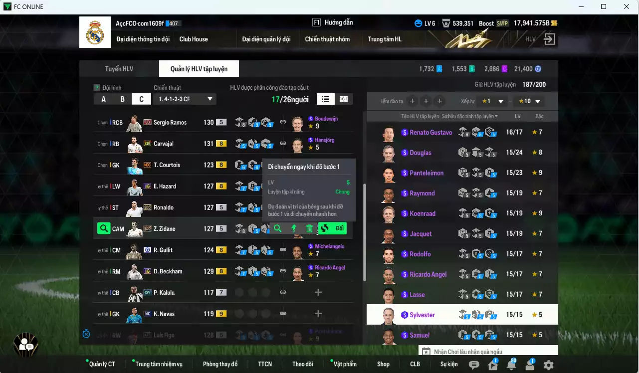 Ảnh [ACC Rẻ🔥] Real Madrid 1.813.230b dư 17.900b có Benzema DC, Kroos 21UCL (hiếm), CR7 BLD, Beckham HG, Modric CC, Bale WB+6, Hazard HG, Ramos LD, Casemiro BTB, Zidane BDO, Ronaldo BDO... nhiều hàng hiếm, đã đào tao nữa bảng chiến thuật. HLV Xịn