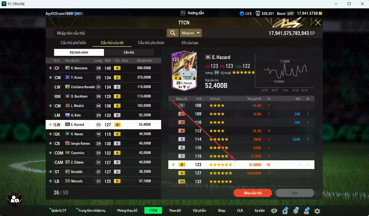 Ảnh [ACC Rẻ🔥] Real Madrid 1.813.230b dư 17.900b có Benzema DC, Kroos 21UCL (hiếm), CR7 BLD, Beckham HG, Modric CC, Bale WB+6, Hazard HG, Ramos LD, Casemiro BTB, Zidane BDO, Ronaldo BDO... nhiều hàng hiếm, đã đào tao nữa bảng chiến thuật. HLV Xịn