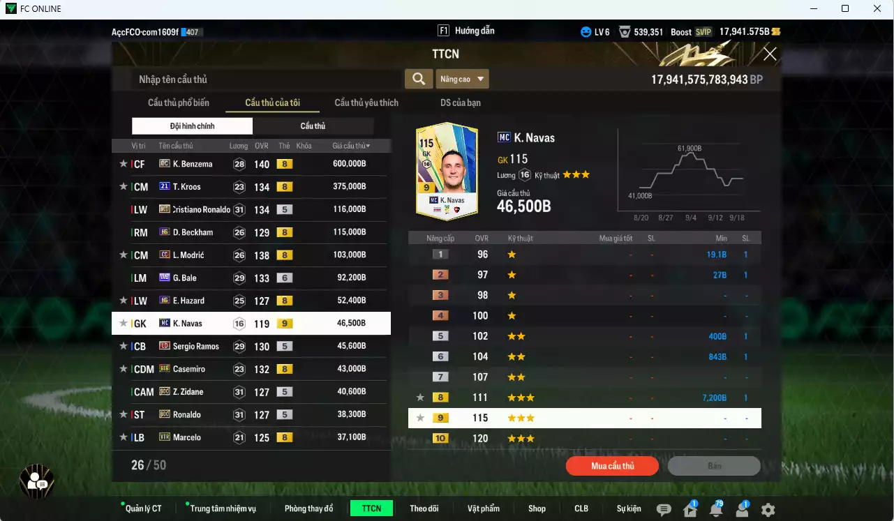 Ảnh [ACC Rẻ🔥] Real Madrid 1.813.230b dư 17.900b có Benzema DC, Kroos 21UCL (hiếm), CR7 BLD, Beckham HG, Modric CC, Bale WB+6, Hazard HG, Ramos LD, Casemiro BTB, Zidane BDO, Ronaldo BDO... nhiều hàng hiếm, đã đào tao nữa bảng chiến thuật. HLV Xịn