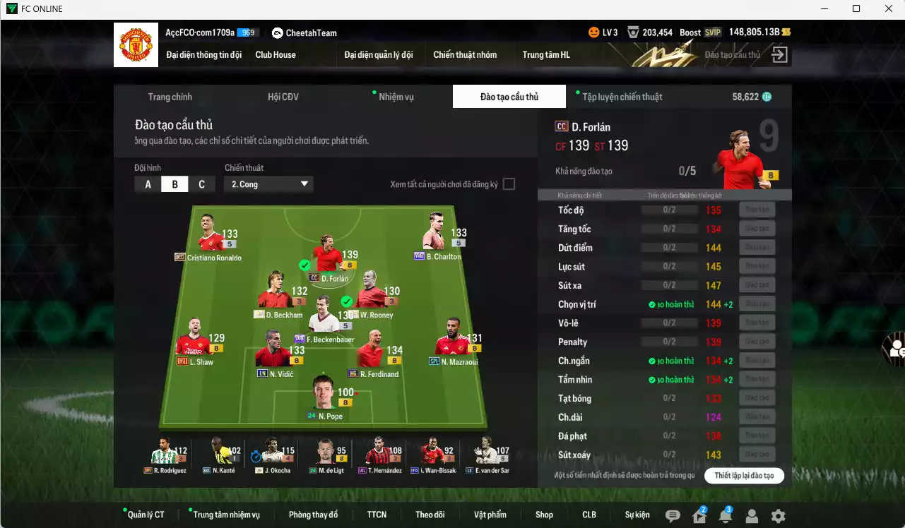 Ảnh [ACC Rẻ🔥] Man Utd. 2.061.590b dư 148.000b có Beckham ITM+3, Rooney ITM+3, Forlán CC, CR7 BLD, Charlton WB, Beckenbauer WB, Shaw E21, Vidic LN, Ferdinand HG, Mazraoui SPL... Còn nhiều CP GIẢM THUẾ, HLV Xịn