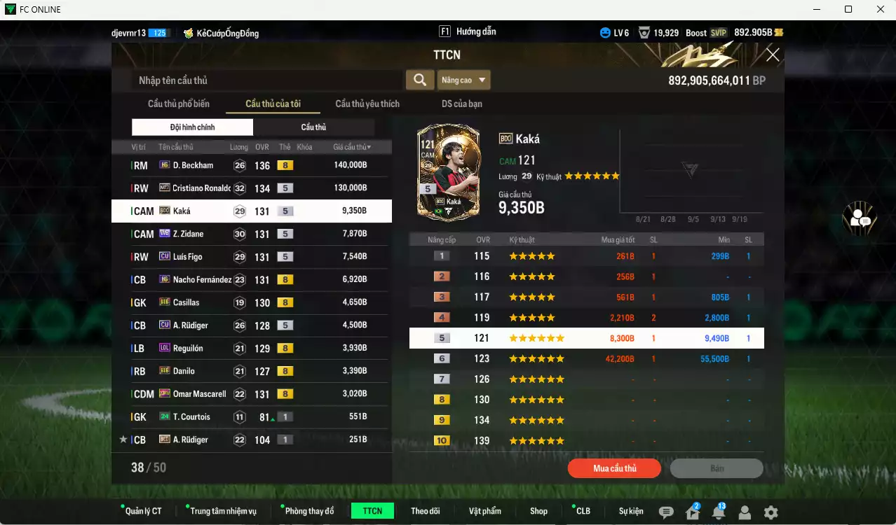 Ảnh [ACC Rẻ🔥] Real Madrid 322.310b có Beckham HG, CR7 No.7, Kaká BDO, Zidane WB, Figo CU... Dư 27.000 TC
