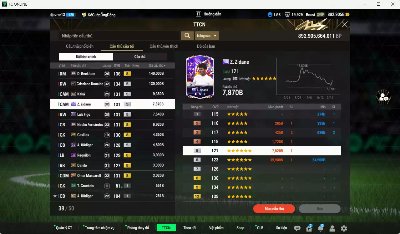 Ảnh [ACC Rẻ🔥] Real Madrid 322.310b có Beckham HG, CR7 No.7, Kaká BDO, Zidane WB, Figo CU... Dư 27.000 TC