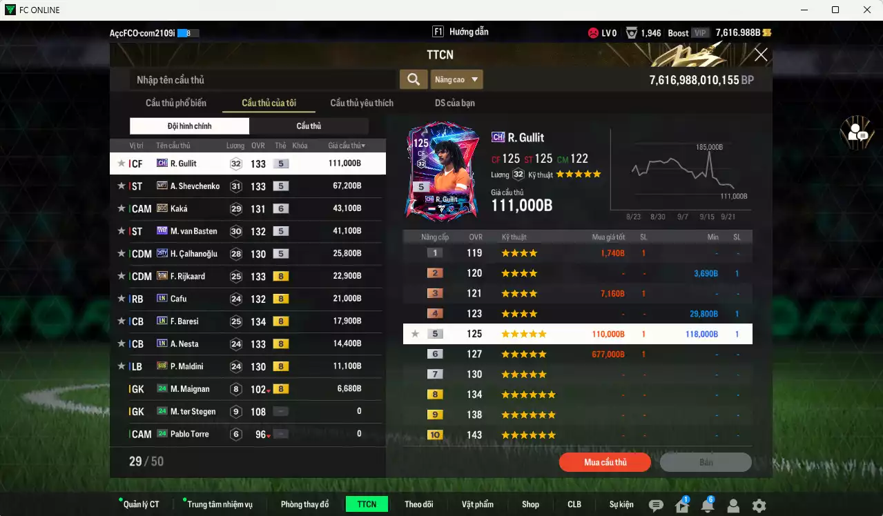 Ảnh [ACC Rẻ🔥] AC Milan 382.180b có Gullit CH, Sheva No.7, Kaká BDO+6, Basten WB, Calhanoglu 25TY, Rijkaard RTN, Cafu LN, Baresi LN, Nesta LN, Maldini BTB... Còn nhiều CP GIẢM THUẾ