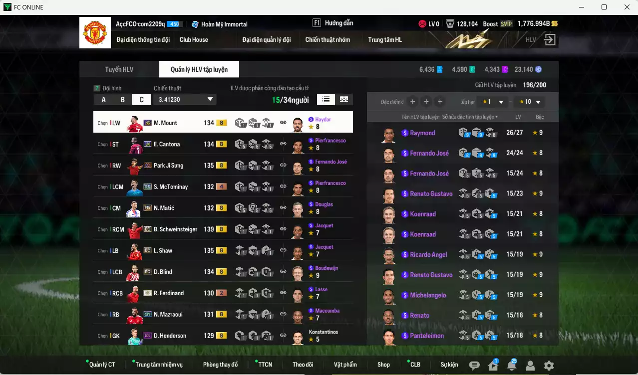 Ảnh [ACC Rẻ🔥] Man Utd. 346.700b có Schweinsteiger DC, Park CC, Matic RTN, Shaw DC, McTominay 25TS, Ferdinand ITM+2, Mazraoui SPL, Cantona LN, Blind DC, Mount HG... Còn nhiều CP GIẢM THUẾ, coin ITM, HLV Xịn