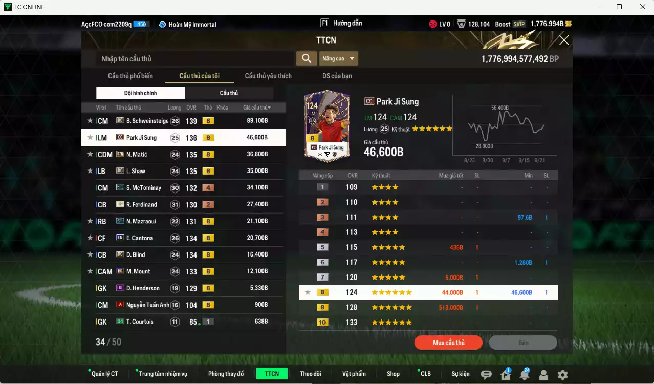 Ảnh [ACC Rẻ🔥] Man Utd. 346.700b có Schweinsteiger DC, Park CC, Matic RTN, Shaw DC, McTominay 25TS, Ferdinand ITM+2, Mazraoui SPL, Cantona LN, Blind DC, Mount HG... Còn nhiều CP GIẢM THUẾ, coin ITM, HLV Xịn